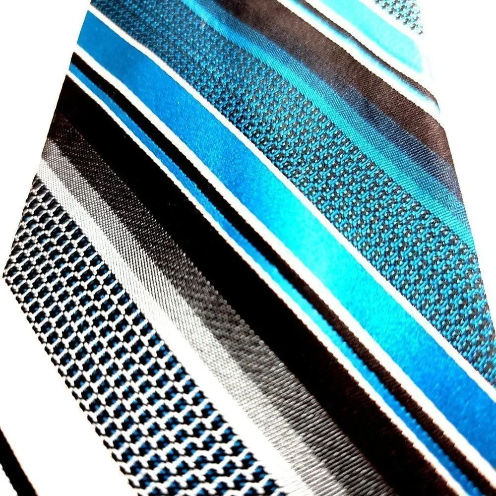 Arrow Woven‎ Teal White Gray Black Striped Silk Tie